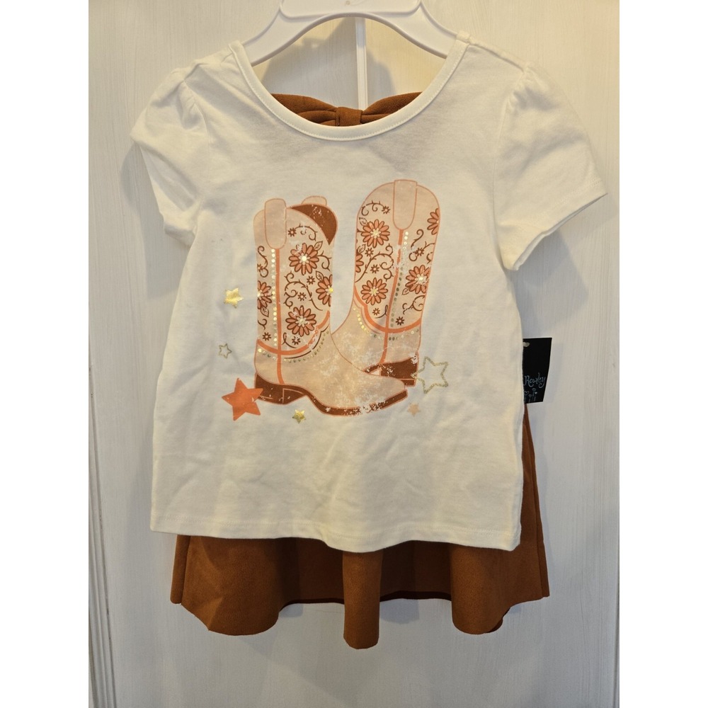 Cynthia Rowley Girl's‎ Cowgirl Set Boot Pic Top And Faux Suede Skirt Small 5/6